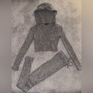 FashionNova Grey Soft Set with Hood Worn once